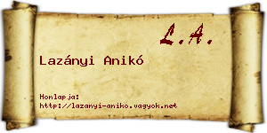 Lazányi Anikó névjegykártya